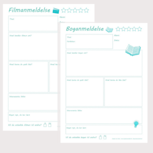 Anmeldelser – 4 skabeloner (spil, film, bog, sted) (pdf)